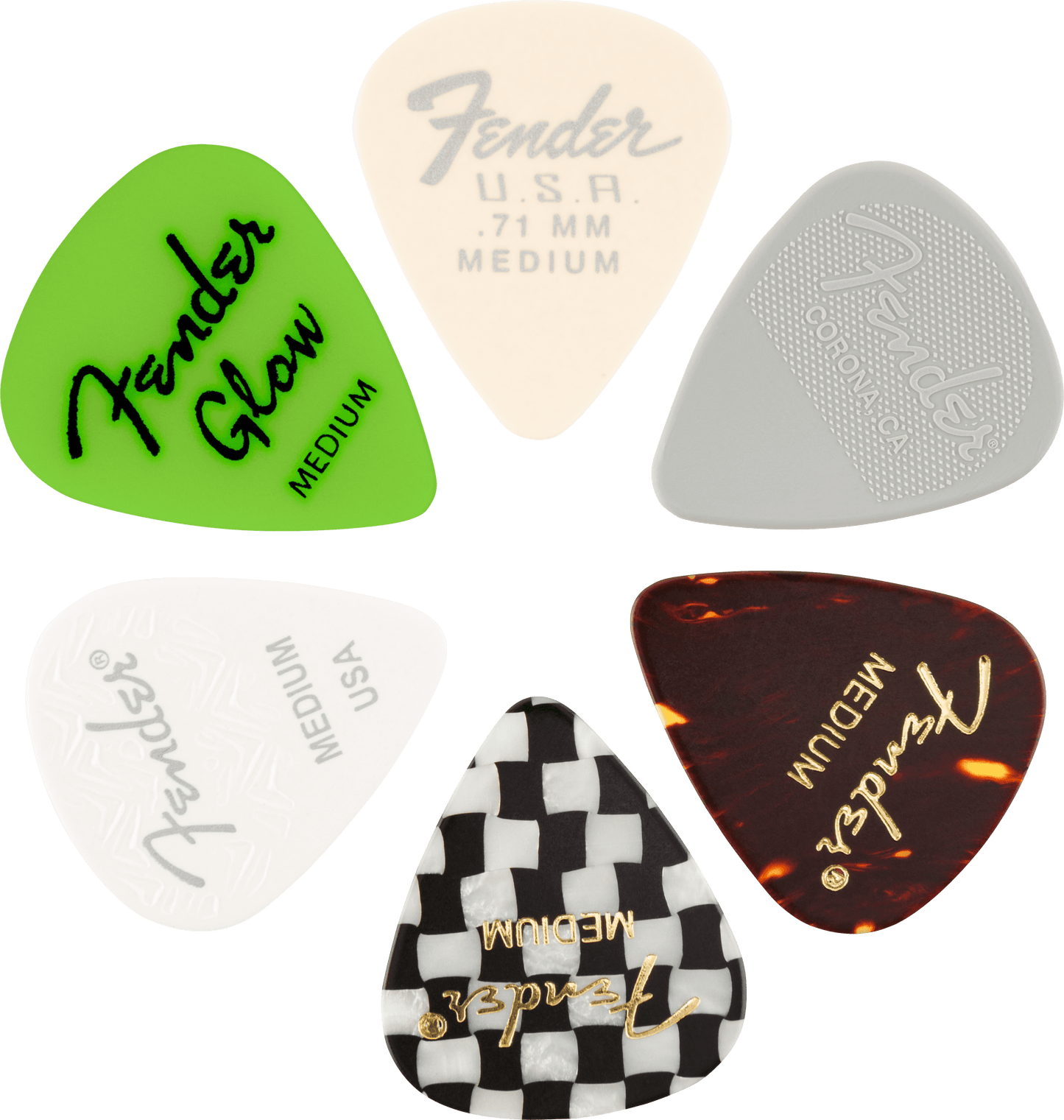 Material Medley Picks, 351 Shape - 6 Pack