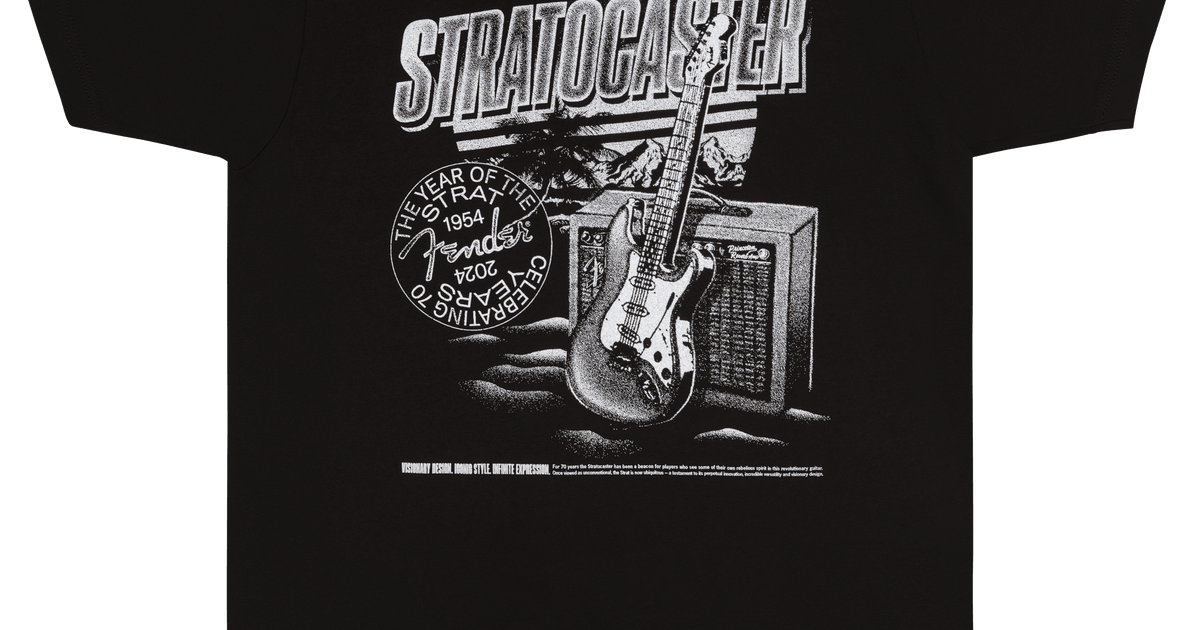 ☆ 邦ロックTシャツFender Mexico Stratocaster Fender Stratocaster™ 70th Anniversary, Tee